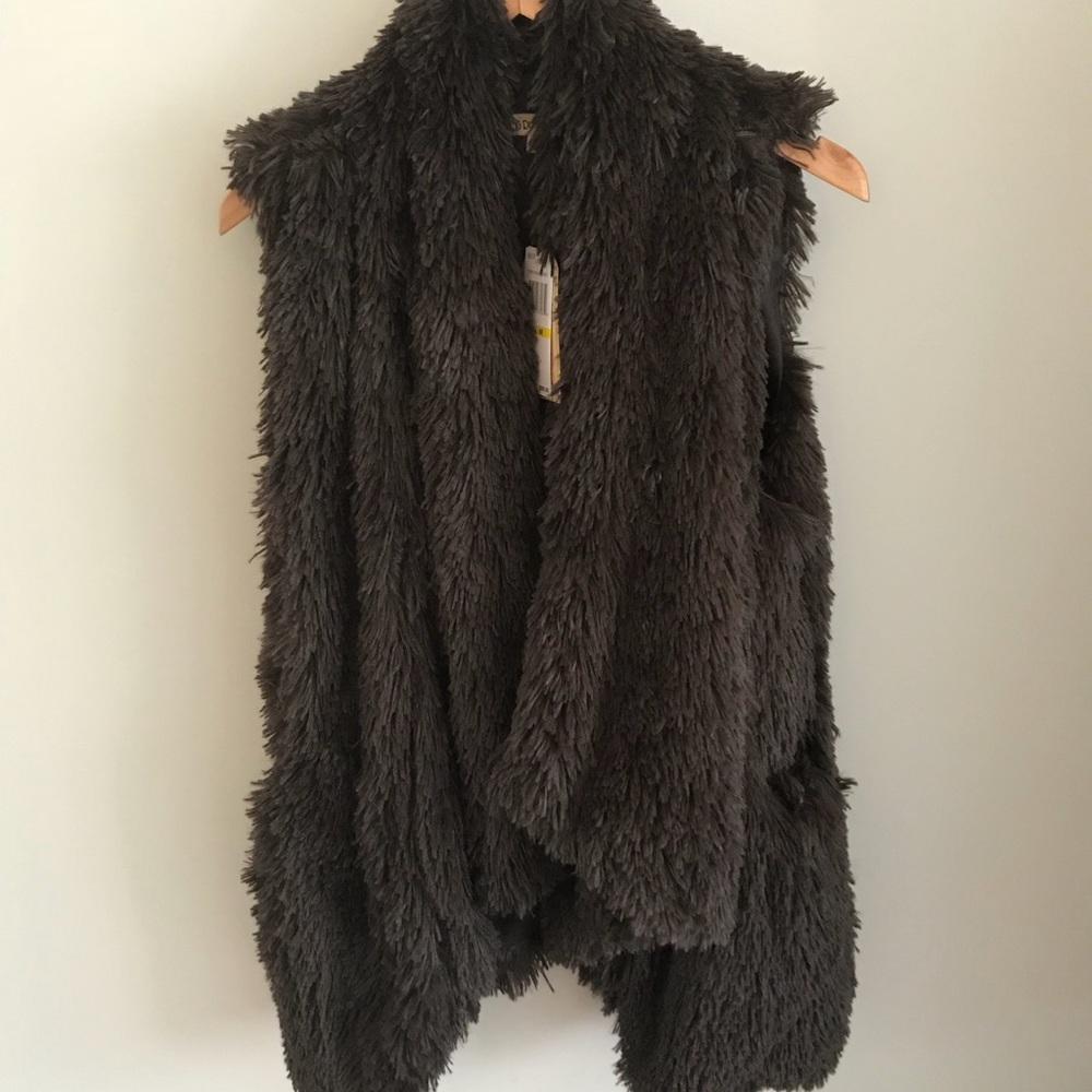 Lord & Taylor Faux Fur Drape Vest